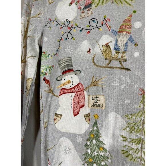 Pottery Barn Pajama Set Kid 14 Gray Crew Holiday Santa Festive School Christmas - Picture 4 of 10